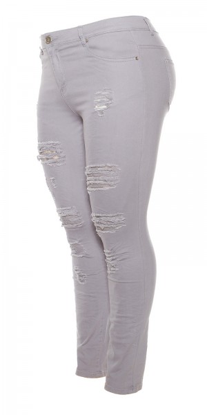 Curvy Girls Size! Trendy Jeans mit Rissen & Spitze