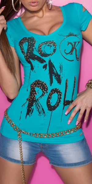 Sexy KouCla T-Shirt "Rock n Roll" m. Zip u. Rissen