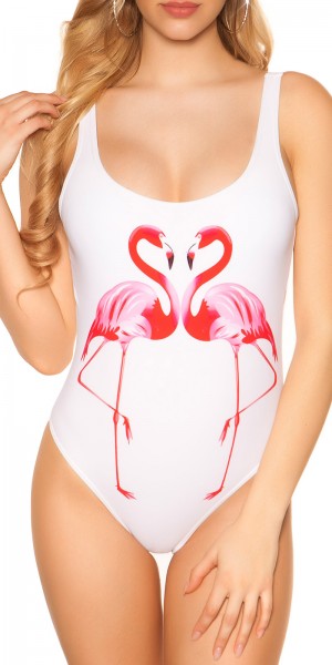 Trendy Badeanzug mit Flamingo Print