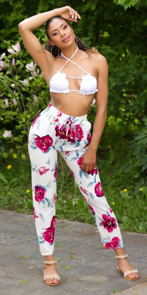 Sexy Highwaist Hose mit Blumen Print