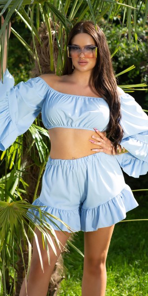 Sexy Latina Sommer Set- Crop Bluse und Shorts