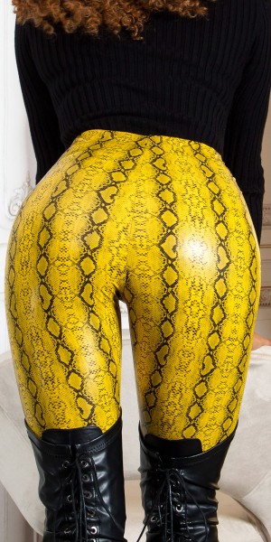 Sexy Koucla Highwaist Kunstlederhose Snake Print